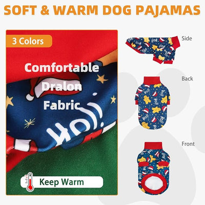 KOOLTAIL Christmas Dog Sweater, 3 Pack Fleece Dog Shirt Turtleneck Pullover Clothes for Small Medium Large Dogs, Fuzzy Soft Warm Pet Winter Cold Weather Coats for Puppy Cats Girls Boys, Red & Green S