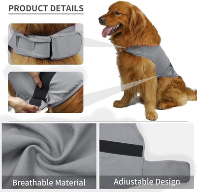 Comfort Dog Anxiety Relief Coat, Dog Anxiety Calming Vest Wrap for Thunderstorm,Travel,4th of July Fireworks,Vet Visits,Separation Anxiety Relief for Dogs (X-Small (Pack of 1), Light Gray)