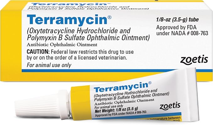 Terramycin (oxytetracycline hydrochloride and polymyxin B sulfate ophthalmic ointment) for Dogs & Cats, 1/8 oz