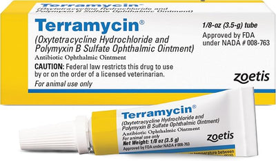 Terramycin (oxytetracycline hydrochloride and polymyxin B sulfate ophthalmic ointment) for Dogs & Cats, 1/8 oz