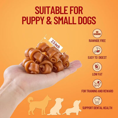 PETPHABET Dog Treats Peanut Butter Bones, 2.5 inch Rawhide Free Chews 25 Count, Digestible Chewing Snacks for Small Puppy Dogs, Natural Healthy Snacks for Training Rewards, 18.5 oz