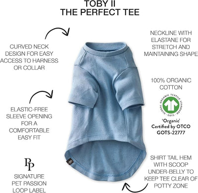 Pet Passion Toby II - The Perfect Tee, 3 Pack Short Sleeve Pet T-Shirt 100% Organic Cotton Tees Clothes for Small, Medium, Large Dogs, Navy Ombre, Small (10-25 lbs)