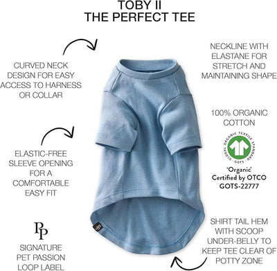 Pet Passion Toby II - The Perfect Tee, 3 Pack Short Sleeve Pet T-Shirt 100% Organic Cotton Tees Clothes for Small, Medium, Large Dogs, Navy Ombre, XX-Small (4-7 lbs)