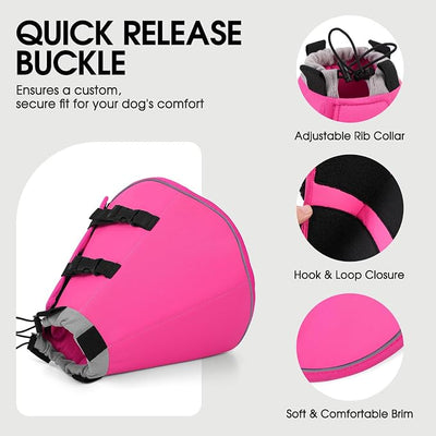 Dog Cone Collar, Adjustable Cone for Dogs to Stop Licking, Soft Dog Cone Alternative for Small Dogs, Pet Recovery Collar After Surgery with Quick Release Buckle, Pink S