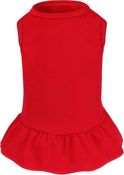 Dog Dresses Cat Skirt Solid Color Dog Clothes Summer Sleeveless Puppy Girl Clothes for Small Pet Dogs Cats (Red, Large)