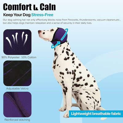 Dog Ear Muffs Wrap for Hematoma, Bathing, Drying, Swimming & Noise Anxiety Relief- Elastic Waterproof Ear Protection with Calming Hoodie Design for Grooming