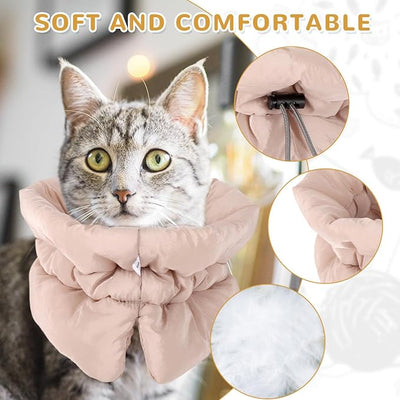 BOXOB Adjustable Recovery Collar - Lightweight, Waterproof & Soft for Cats & Dogs Kitten Cone to Stop Licking After Surgery - Prevents Licking Wounds (S, Khaki)