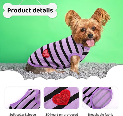 Dog Shirts for Large Dogs, Striped T-Shirts Pets Vest Pet Apparel Tee Shirts Dog Tank Top Spring Summer Suitable for Chihuahua French Bulldog Bichon Shih Tzu