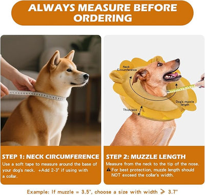 IEUUMLER Inflatable Recovery Dog Collar, Protective Donut Cone, Adjustable Soft Collar for Dog and Cat After Surgery Prevent from Biting & Scratching EU002 - Grey Demon L+