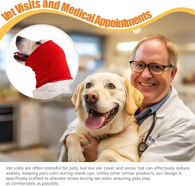Dog Calming Band Cat and Dog Anxiety Relief Cover,Double Layer Thickened Pet Ears Elastic Neck Band Noise Cancelling Ear Muffs for Anxiety Relief/Noise Protection,Grooming,Thunder,Fireworks