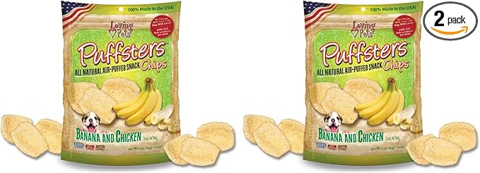 Loving Pets Puffsters Banana Chicken Treats for Dogs (4 oz) (Pack of 2)