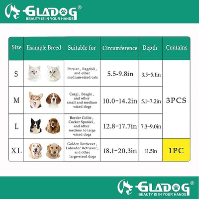 GLADOG Soft Dog Cone Collar – 3 Similar Sizes per Set (S/M/L) for Better Fit, XL Single Size – Cone for Dogs to Stop Licking, Adjustable E Collar for Dogs After Surgery, Elizabethan Collar for Dog