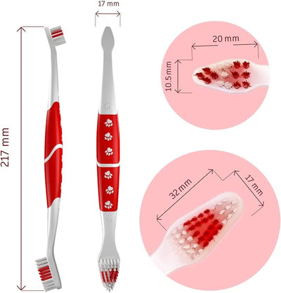 Pet Toothbrush for Dogs, Cats with Soft Bristles - Easy Teeth Cleaning & Dental Care, Non Slip Dual Head Dog Toothbrush for Medium & Large Pets, Toothpaste Not Included, Pack of 1 Pink