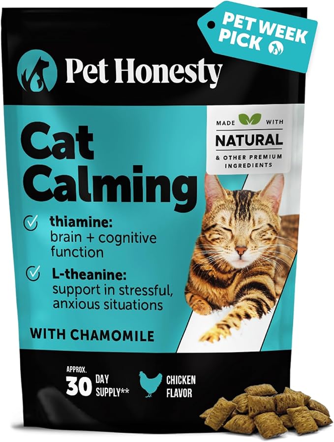 Cat Calming Treats for Anxiety Relief - Dual Texture Crunchy Creamy Calming Chews for Cats - Feline Stress Relief Behavior Support for Travel, Vet Visits, Grooming, Separation Anxiety (30-Day Supply)