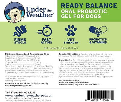 Under the Weather Pet | Ready Balance for Dogs | Oral Probiotic and Prebiotic Gel