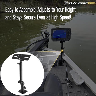 Marine Electronic Mount, Fish Finder Bracket, Anodized Aluminum Monitor Mount with 350° Swivel, Adjustable Height, Easy to Install, Mounting Plate Fits Most Monitors