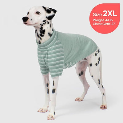 KYEESE 2Pack Waffle Dog Shirt with Sleeves, Lightweight Dog T Shirts for Medium Large Dogs Boy Girl, Breathable Pet Tee Shirts Soft Dogs Clothes for Daily Wear, Green+Striped, 2XL