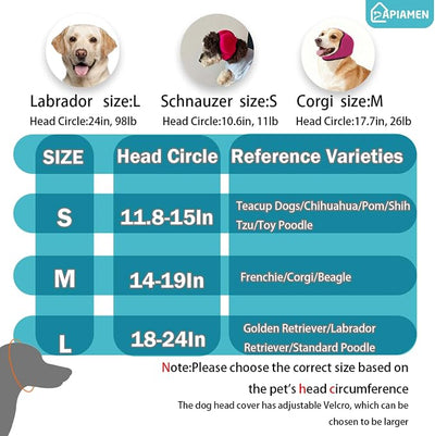 Dog Ear Cover for Hematoma,Bathing,Grooming,Drying,Fashion No Shake Ear Wraps for Dogs Ear Muffs Noise Protection Anxiety Relief,Waterproof Dog Calming Hoodie Shower Cap(Light Blue,M)