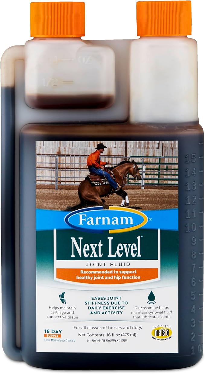 Farnam Next Level Joint Supplement for Horses & Dogs, Helps Maintain Connective Tissue to Ease Stiffness Due to Daily Activity, Joint Supplement for Dogs and Horses, 16 oz, 16-Day Supplyx