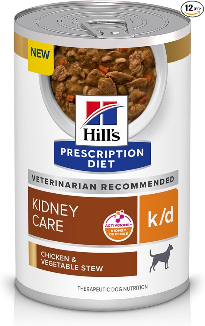 Hill's Prescription Diet k/d Kidney Care Chicken & Vegetable Stew Wet Dog Food, Veterinary Diet, 12.5 oz. Cans, 12-Pack