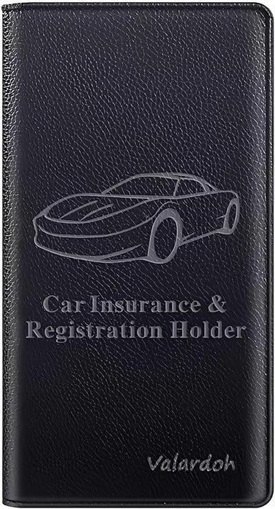 Valardoh Premium Car Registration and Insurance Card Holder, Car Document Holder for Cards, Driver License & other Essential Documents (Black)