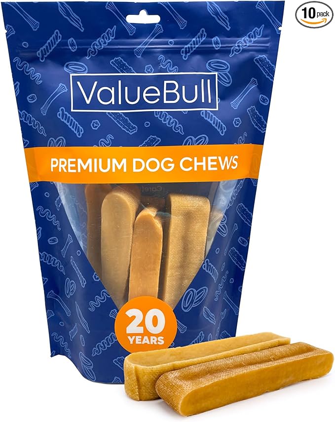 ValueBull Himalayan Yak Cheese Dog Chews, Extra Extra Large, 10 ct - Long Lasting for Aggressive Chewers, All Natural, Healthy & Safe, Low Odor Nepal Yak Milk Chews