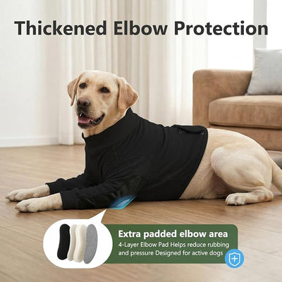 Dog Recovery Suit for Front Legs, Dog Elbow Protector with Padded Elbow Coverage to Stop Licking, Front Leg Sleeve for Hot Spots, Wounds, Hygroma, Calluses & Post-Surgery Care,Black,M