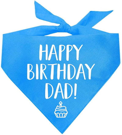 Happy Birthday Dad! Dog Bandana | 100% Cotton Adjustable Triangle | Made in USA | Birthday Party Supplies | Outfit Prop Photoshoot |Turquoise, X-Small (171)