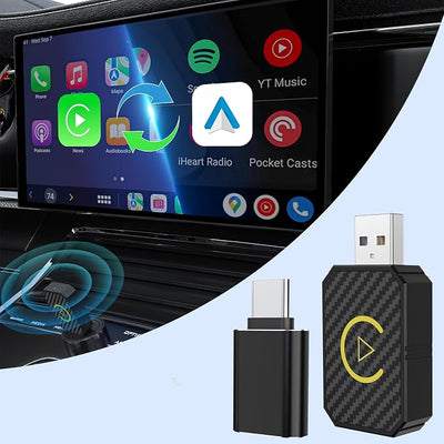 2-in-1 Wireless CarPlay and Android Auto Adapter, CarPlay Dongle Converts Wired to Wireless, Mini USB Design for Cars with Built-in Wired Apple CarPlay, Plug & Play, Auto-Connect for iPhone & Android