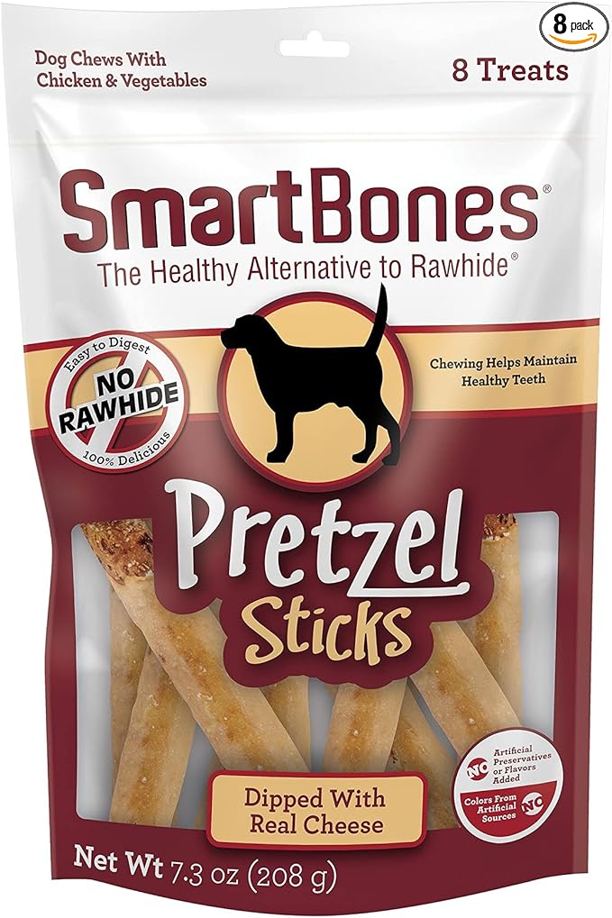 SmartBones No Artificial Colors or Preservatives Pretzel-Style Chews, Treat Your Dog to a Fun Shapped Rawhide-Free Chew 8 Count (Pack of 1)