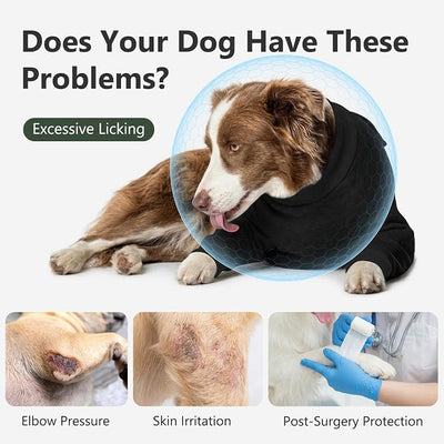 Dog Recovery Suit for Front Legs, Dog Elbow Protector with Padded Elbow Coverage to Stop Licking, Front Leg Sleeve for Hot Spots, Wounds, Hygroma, Calluses & Post-Surgery Care,Black,M
