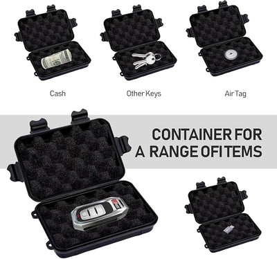 2Pack Magnetic Key Box, Hide A Key Holder, Under Car Magnetic Key Storage, Waterproof Hidden Key Box for Outside, Car Key Hider Magnet for Vehicles Travel (MM1-2, Regular)