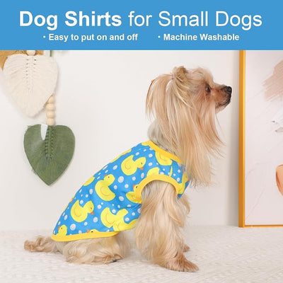 Dog Shirt Vest Dog Clothes for Small Dogs Boy Girl Stretchy Summer Puppy T-Shirts Soft Breathable Lightweight Puppy Sweatshirt Pet Cat Outfit (Blue Duck, Small)