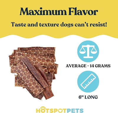 hotspot pets Beef Esophagus Dog Treats (6 INCHES - 25 Count) Grass Fed with No Added Hormone, All Natural Jerky Dog Treats - Dog Chews Rich in Glucosamine & Chondroitin for Joint Health
