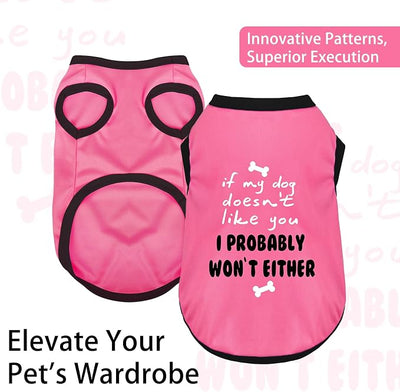 Color-Blocked Dog Tank Top with Playful Heat Transfer Designs – Lightweight Polyester Shirt for Small,MediumDogs, Perfect for Casual Outings.I Probably Won't Either Pink M