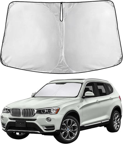 EcoNour Windshield Sunshade Compatible for BMW X3 2011-2015 2016 2017, Sun Visor for Front Windshield & Window Sun Shade Cover, UV Heat Blocker & Protector, Car Accessories