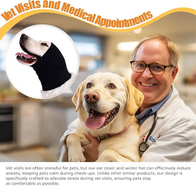 Dog Calming Band Cat and Dog Anxiety Relief Cover,Double Layer Thickened Pet Ears Elastic Neck Band Noise Cancelling Ear Muffs for Anxiety Relief/Noise Protection,Grooming,Thunder,Fireworks