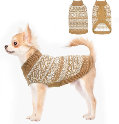 HOMIMP Dog Sweater Argyle - Warm Winter Clothes Puppy Soft Coat, Ugly Dog Sweater for Small Medium and Large Dogs, Pet Clothing Boy Girl, Cream XXS