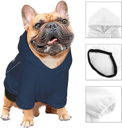Dog Costume, Custom Dog Hoodie, Dog Name Costume Holiday Pet Pajamas Outfit, Personalized Pet Coat Costumes for Small Medium Large Dogs and Cats for Winter, Navy, L