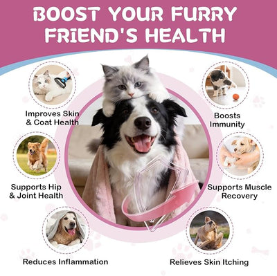 Collagen for Dogs and Cats, Liquid Collagen for Dogs - 5 Types of Grass-Fed Collagеn (I, II, III, V & X) for Skin & Coat, Itch Relief, Hips & Joints with MSM, Biotin and Hyaluronic Acid, 2 Packs