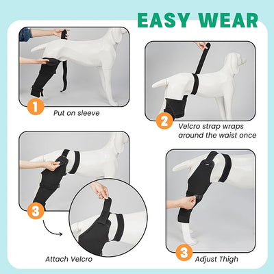 Dog Sleeve for Rear Legs to Stop Licking, Upgraded Recovery Sleeve for Hind Back Leg Wounds,TPLO, ACL Surgery, Light Comfortable Cone Alternative, Left,2XL, Matte Black