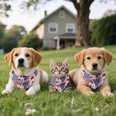 KEIAHUAN USA 250th Anniversary Pet Dog Bandana Triangle Dog Bibs Reversible Washable Puppy Bandanas Adjustable Handkerchief for Boy Pets