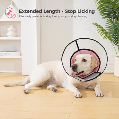 Avont Dog Cone Collar After Surgery, Alternative Adjustable Elizabeth Cone for Medium Large Dogs, Comfy Breathable Pet Recovery Collar to Stop Licking -Pink(XL)