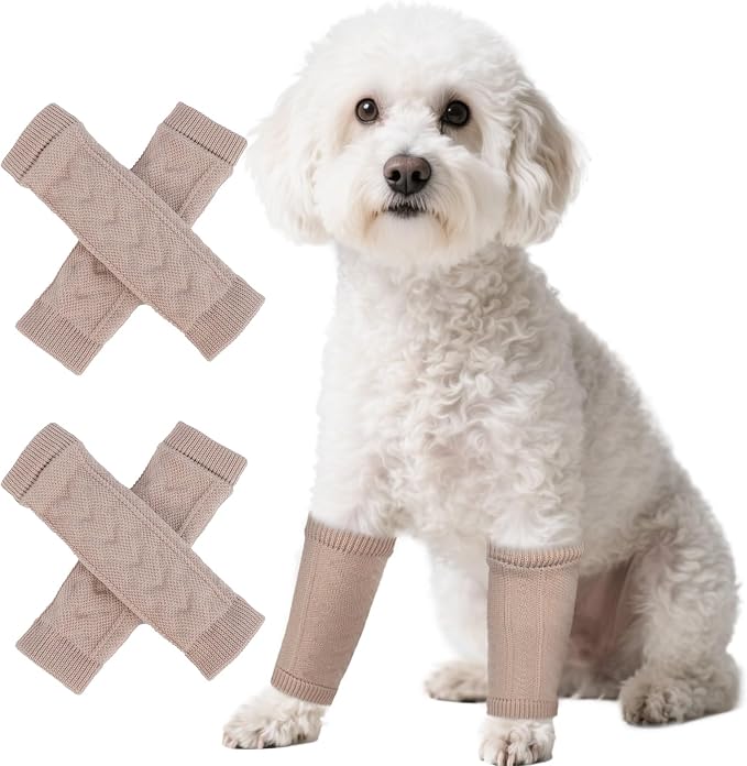 ROZKITCH 4 PCS Dog Leg Wound Protector, Dog Recovery Sleeve for Back/Front Leg, Stop Biting-Legs Due to an Allergy, Hold The Gauze in Place