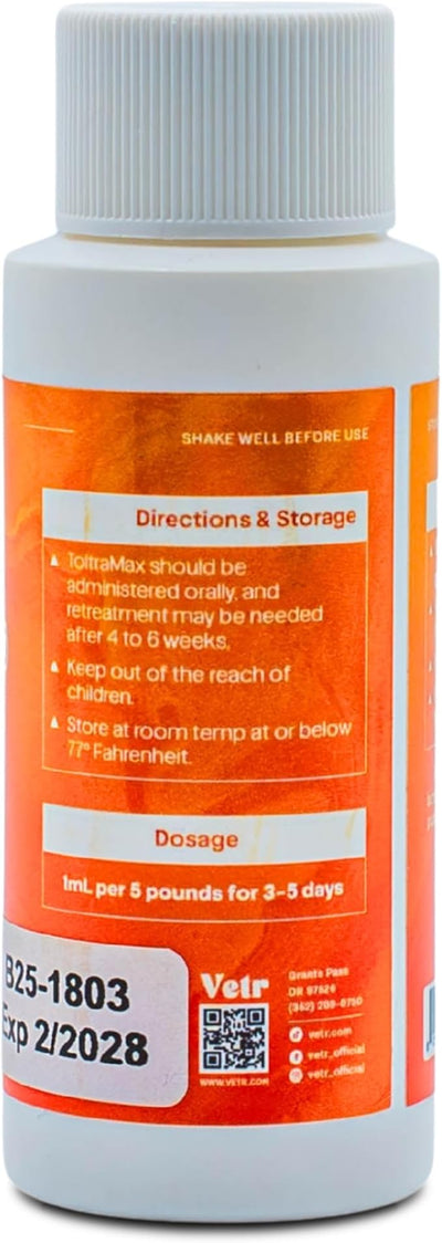 Toltrazuril 5.0% for Horses, Dogs, Cats, 60mL/2 Ounce, for Non-Food Chain Animals, Peanut Butter