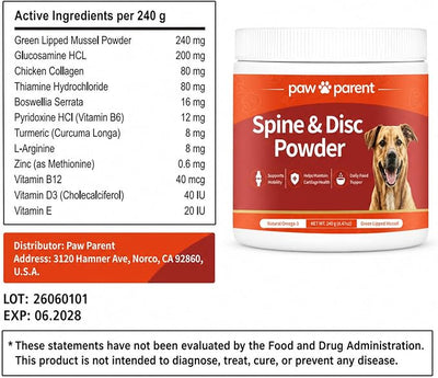 Green Lipped Mussel, Macho S Secret Powder for Dogs, Paw Parent Powder Supplement Multivitamin，1pcs