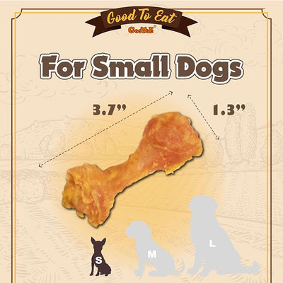 Gootoe Turkey Tendons for Dogs –All-Natural, Hypoallergenic Dog Treats, Rawhide Alternative, Long Lasting Puppy Chews, Healthy Dog Treats for Small Breeds, Bone (S), 6 Count Pack