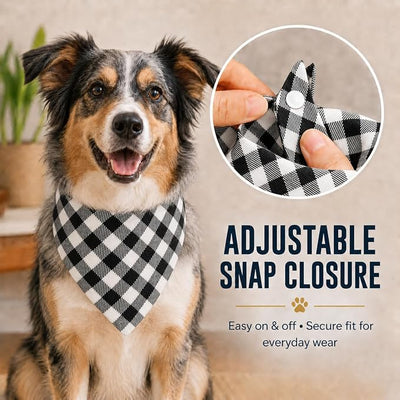 Black and White lattices Pet Dog Bandana Triangle Bibs Scarf,Cute Winter Dog Accessories Boy & Girl Pets, Scarf for Puppy & Cat, Birthday Holiday for Dogs (Large)