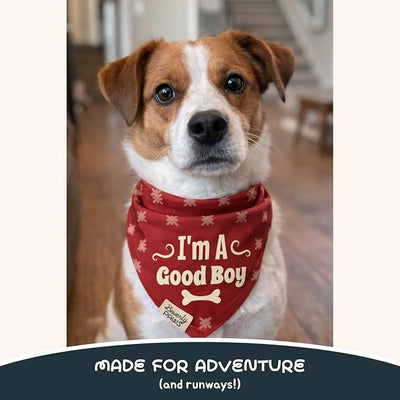 Funny Snap-On Dog Bandana for Small Medium Large Pets, Dogs Cats Adjustable Handkerchief Scarf for Girl & Boy, Cute Puppy Apparel & Accessories (I'm A Good Boy, Medium)