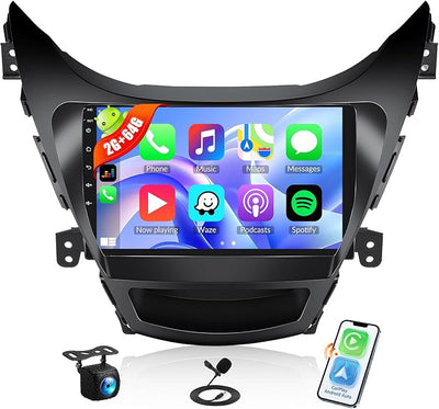 2G 64G for Hyundai Elantra 2011 2012 2013 Android Car Stereo, 9 Inch Touch Screen Car Radio with Wireless CarPlay Android Auto MirrorLink GPS WiFi FM HiFi Steering Wheel Control+AHD Backup Camera